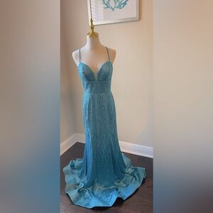 079 Elegant Blue Evening Gown